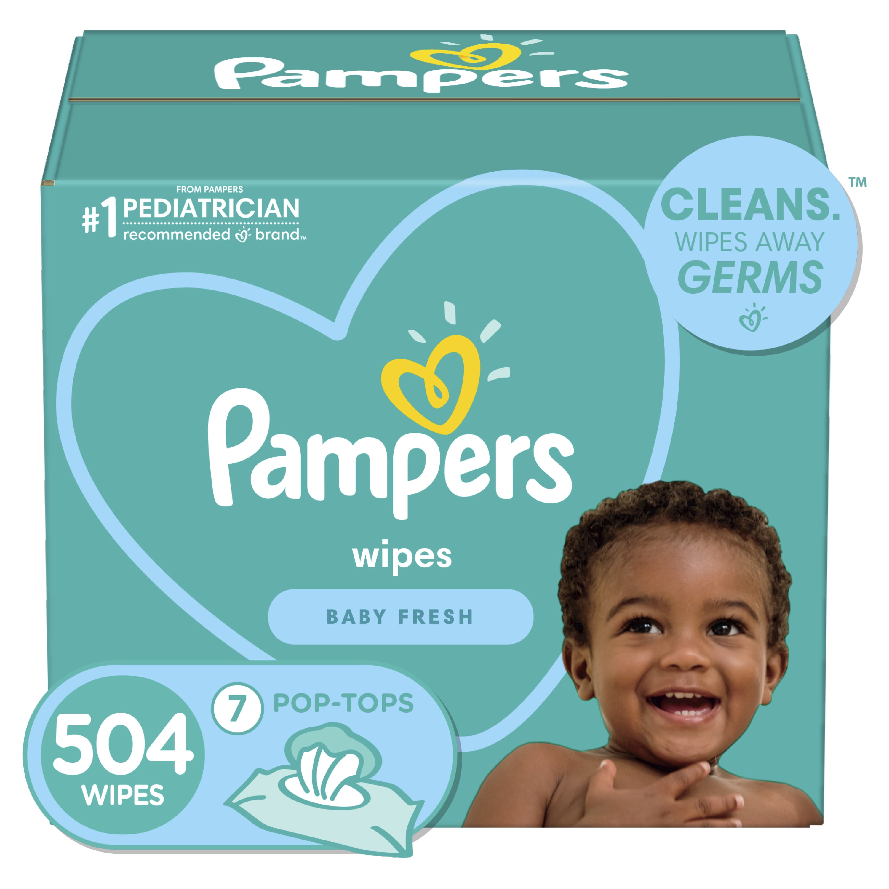 Pampers Baby Wipes, Complete Clean Scented, 7X Pop-top Packs, 504 Ct