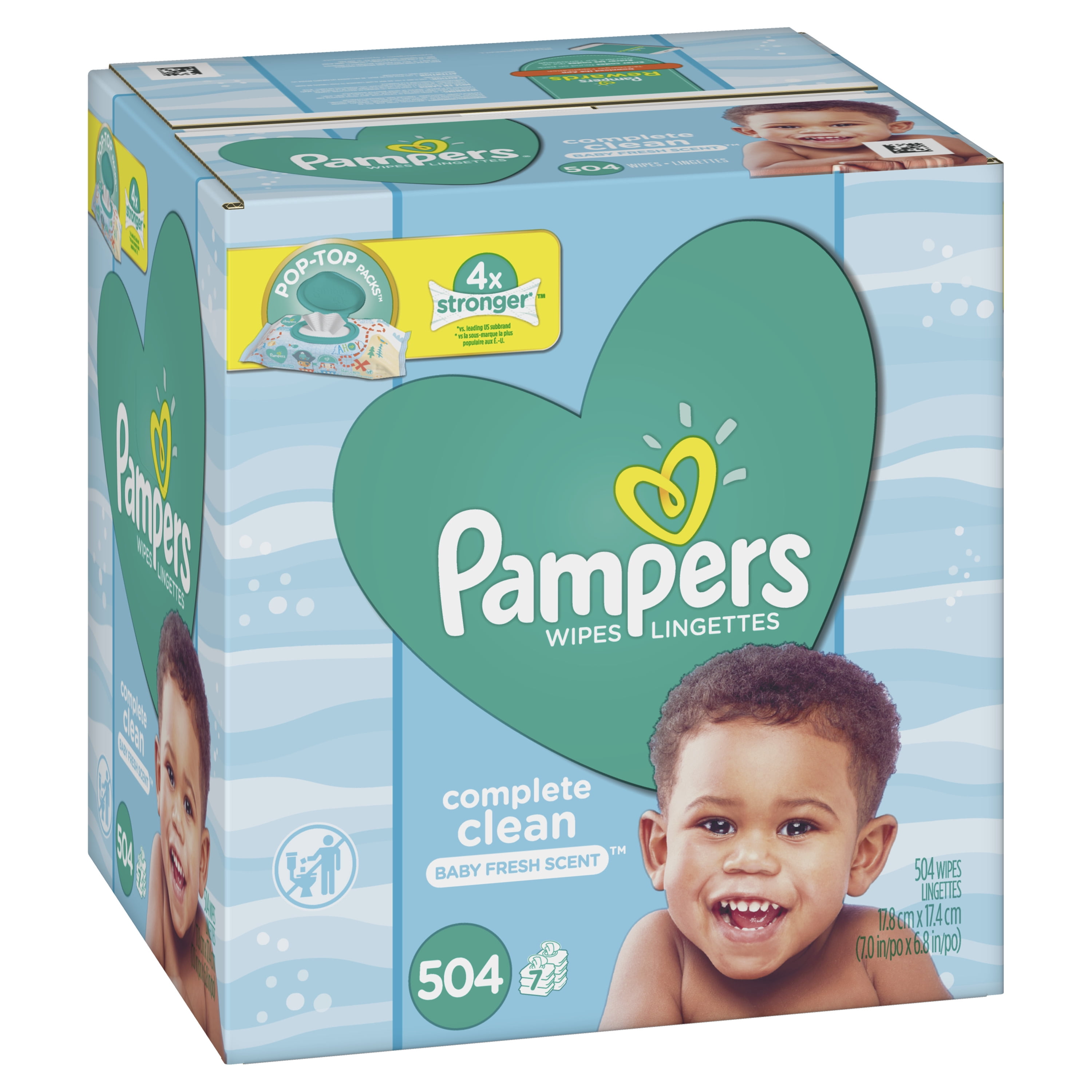 Pampers Baby Wipes, Complete Clean Scented, 7X Pop-Top Packs, 504 Count