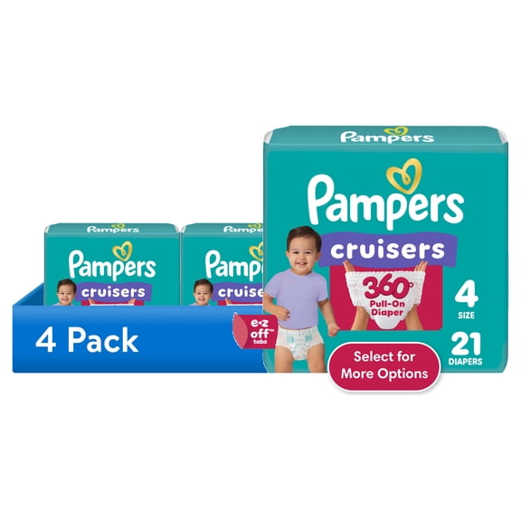 (4 pack) Pampers Cruisers 360 Baby Diapers Size 4, 21 Count (Select for More Options)