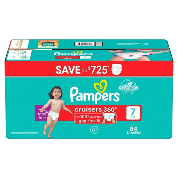 Pampers Cruisers 360 Diapers Gap-Free Fit Size 7 (41+ Pounds) 84 Count