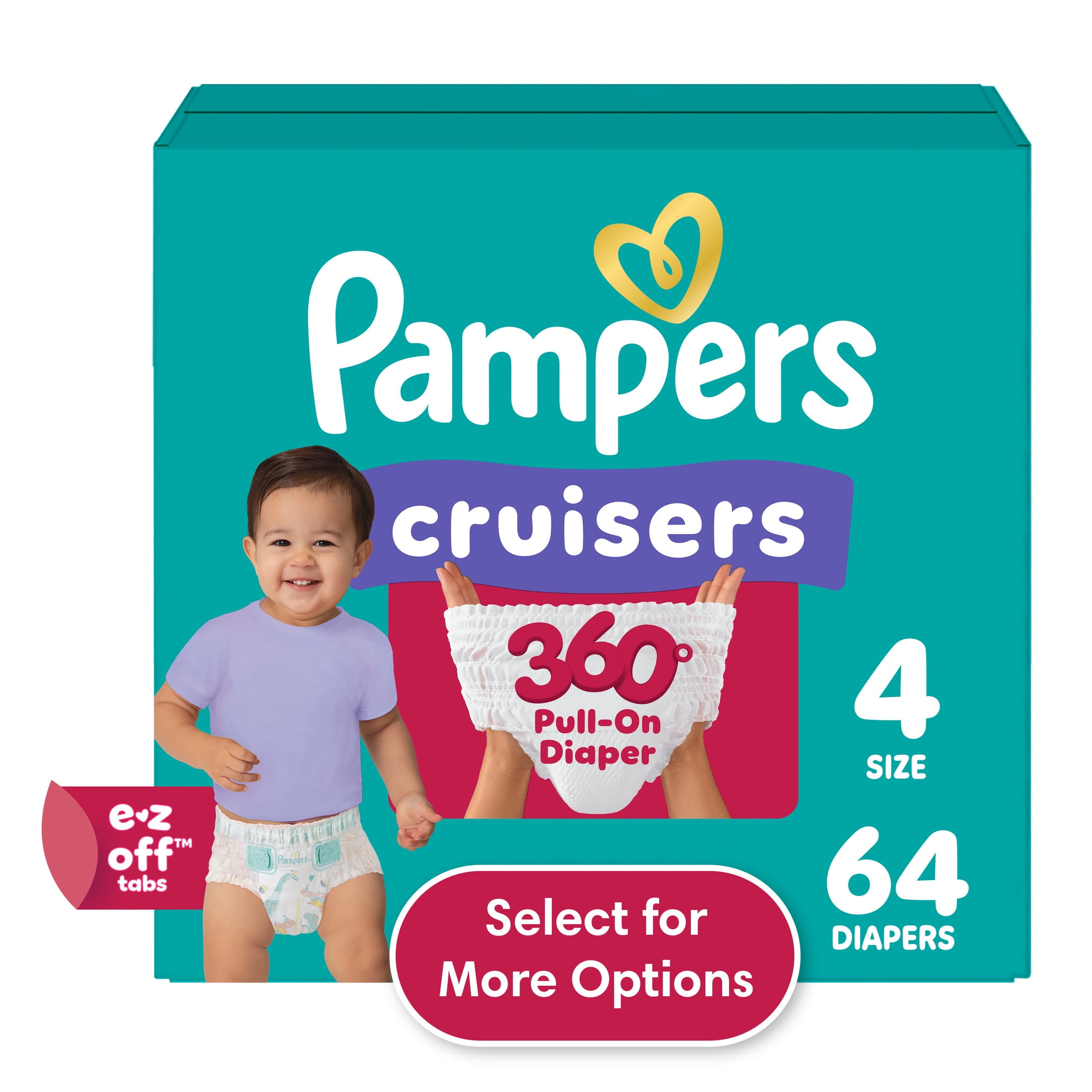 Pampers Cruisers 360 Baby Diapers Size 4, 64 Count (Select for More Options)