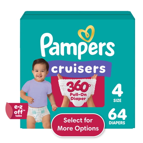 Pampers Cruisers 360 Baby Diapers Size 4, 64 Count (Select for More Options)