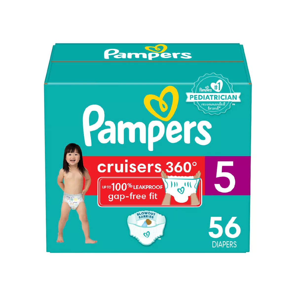 Pampers Cruisers 360 Diapers Size 5, 56 Ea, 2 Pack