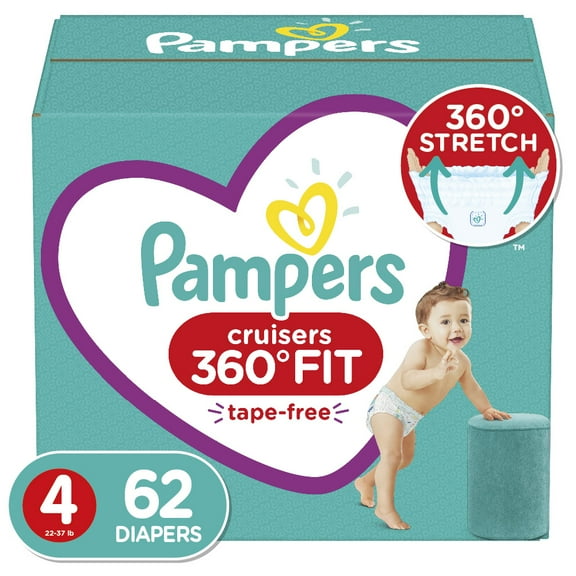 Pampers Cruisers 360 Fit Active Comfort Diapers Size 4, 62 ct