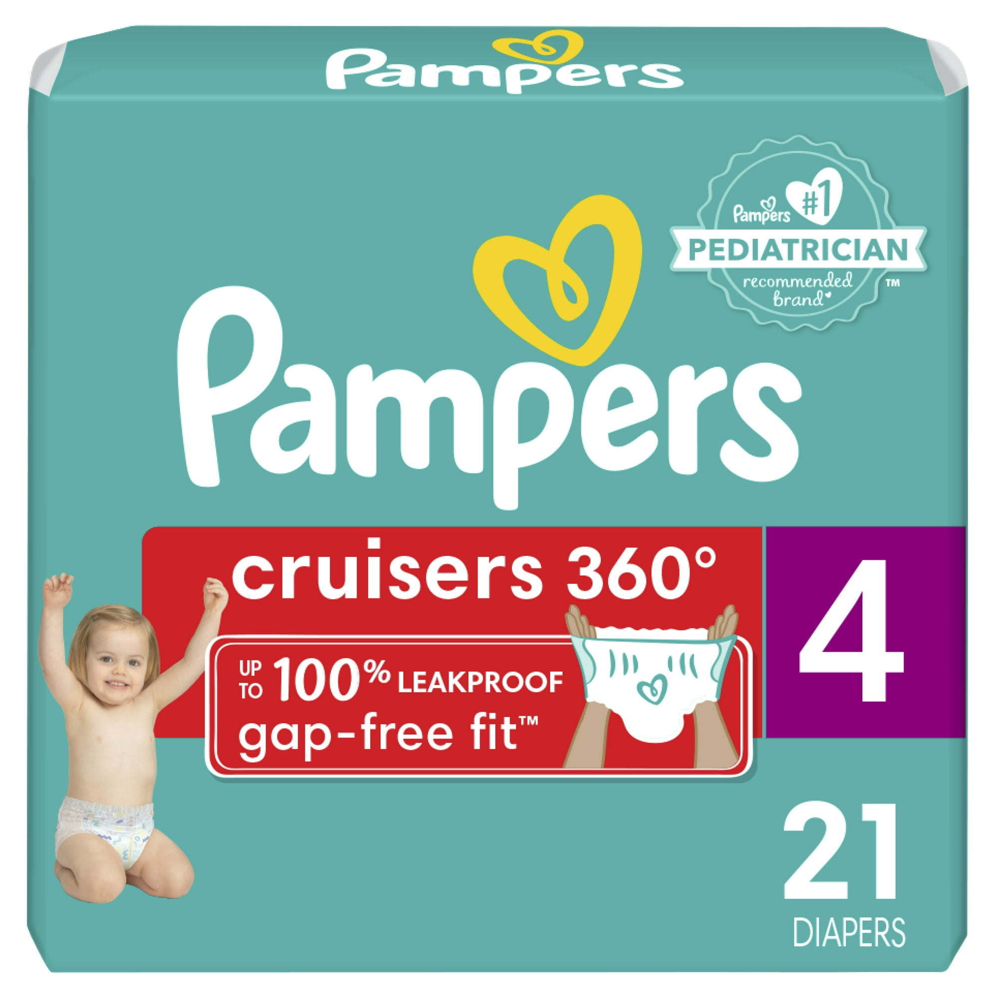 Pampers Cruisers 360 Fit Diapers, Active Comfort, Size 4, 21 Count, Size: 21 Count, 4, White