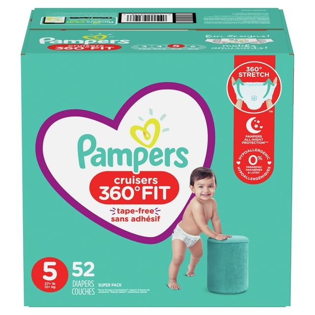 Pampers Cruisers 360 Fit Diapers, Active Comfort, Size 5, 52 ct