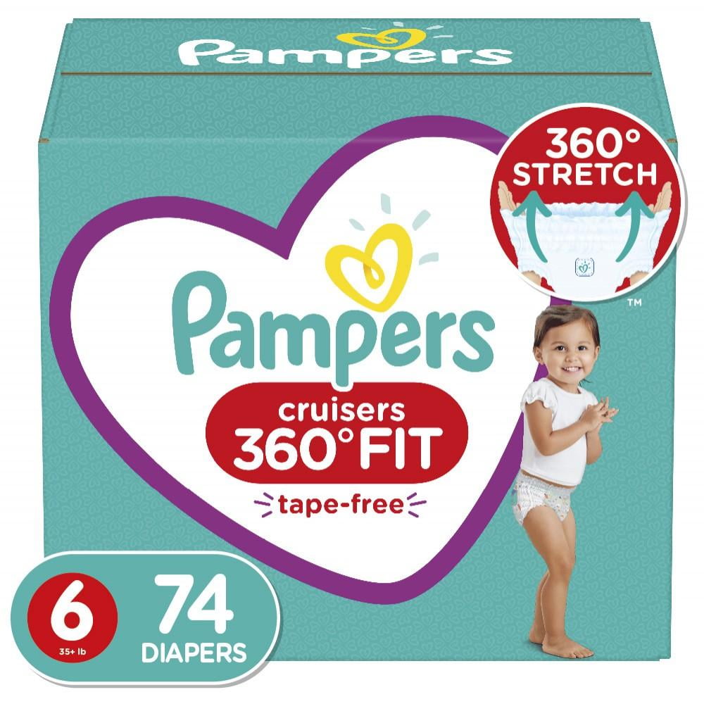 Pampers Cruisers 360 Fit Diapers, Active Comfort, Size 6, 74 Ct