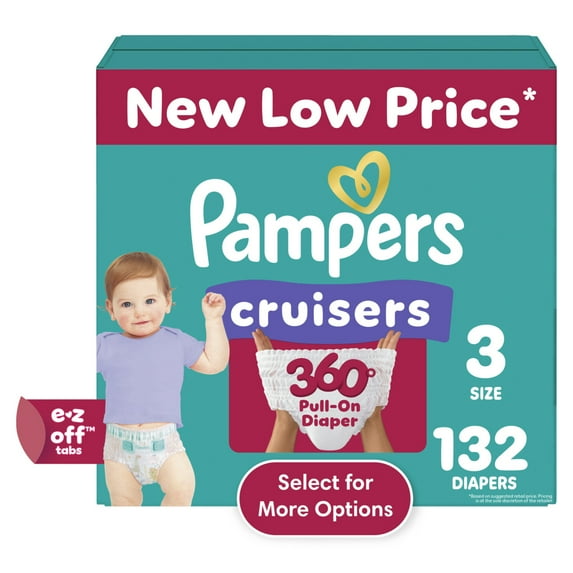 Pampers Cruisers 360 Baby Diapers Size 3, 132 Count (Select for More Options)