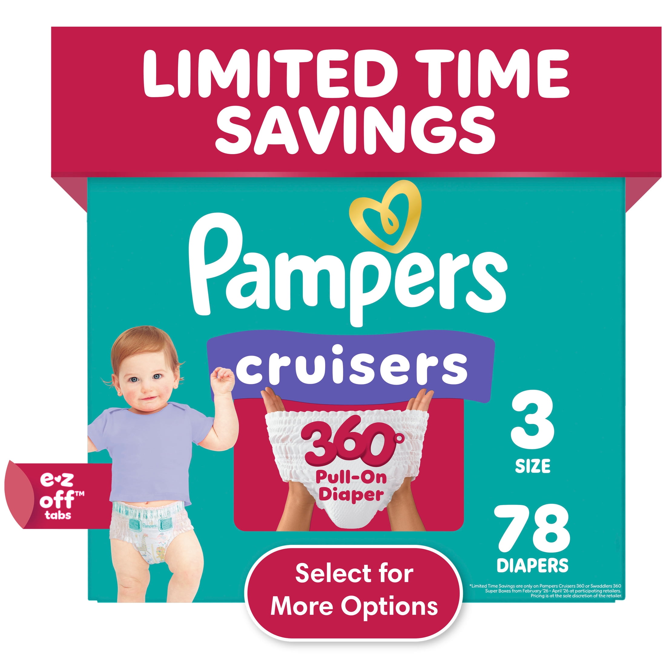 Pampers, Baby Diapers, Size 3, Cruisers 360 with Leakproof Fit