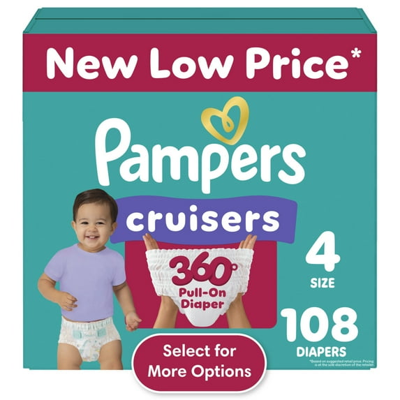 Pampers Cruisers 360 Pull-On Diapers, Size 4 (22-37 lbs), 108 Count
