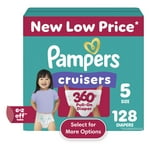 Pampers Diapers - Cruisers 360 - Size 5, 128 Count, Babyproof up to 100% Leakproof Pull-On Diaper