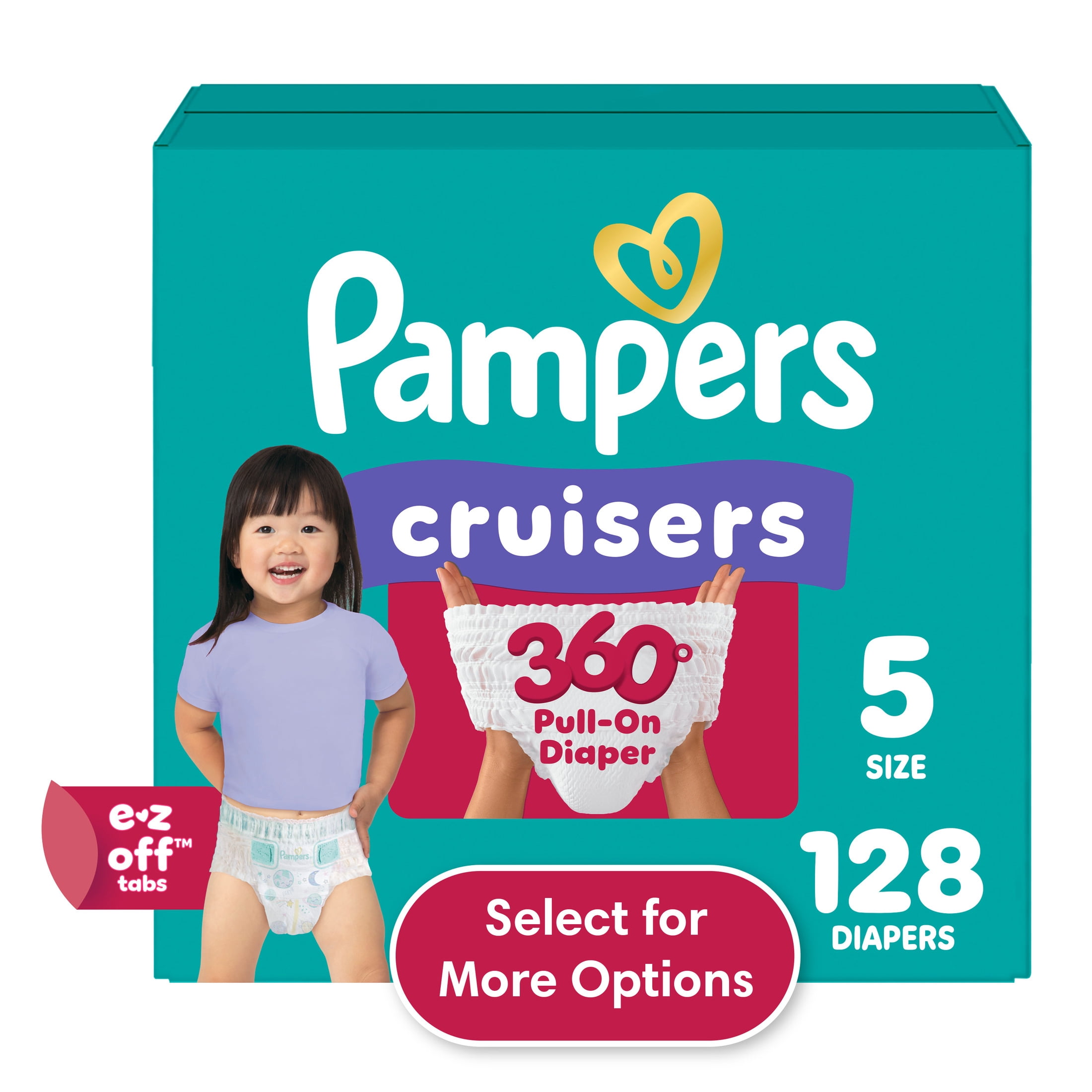 Pampers Cruisers 360 Baby Diapers Size 5, 128 Count (Select for More Options)