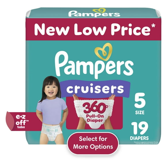 Pampers Cruisers 360 Baby Diapers Size 5, 19 Count (Select for More Options)