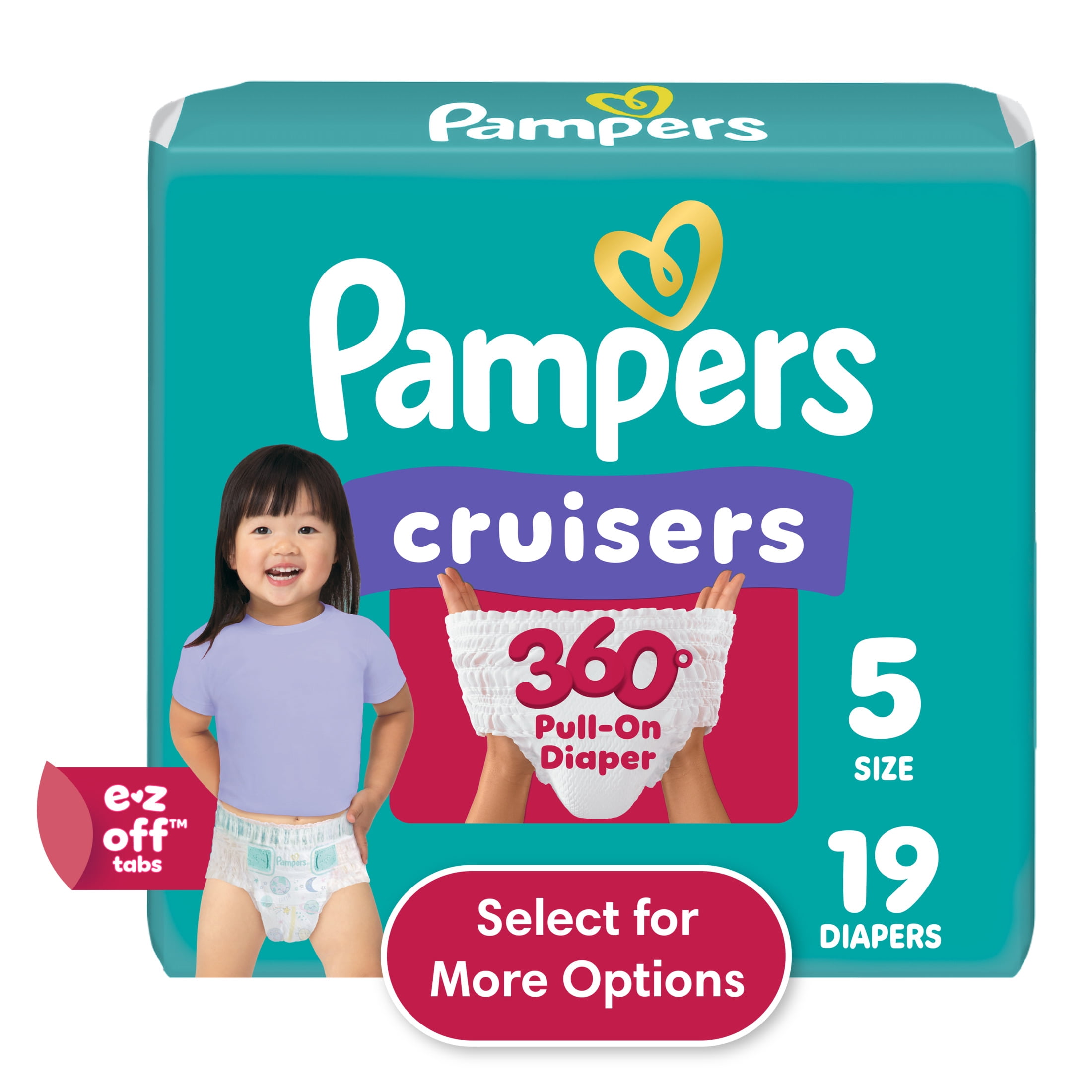 Pampers Cruisers 360 Baby Diapers Size 5, 19 Count (Select for More Options)