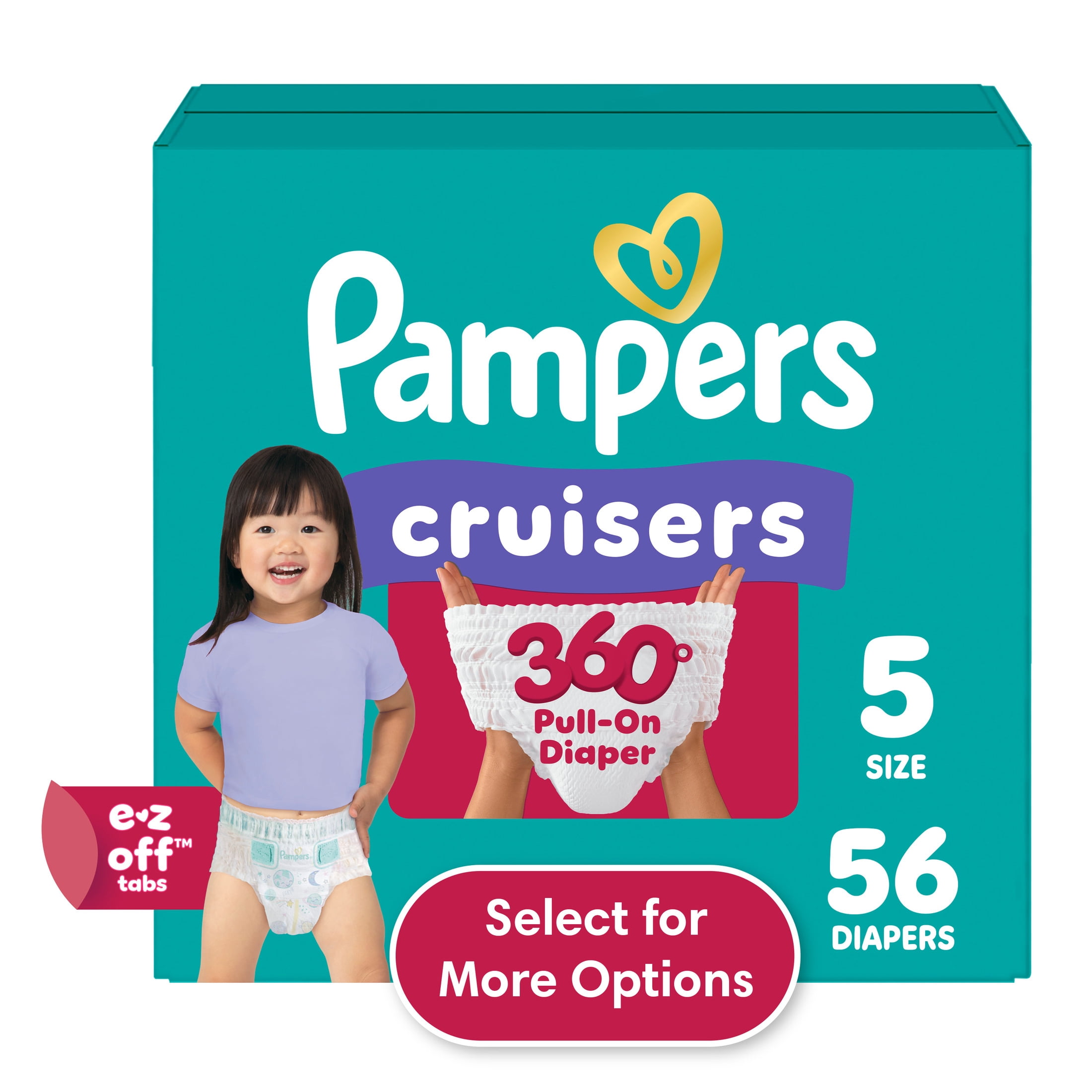 Pampers Cruisers 360 Baby Diapers 360 Size 5, 56 Count (Select for More Options)