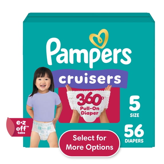 Pampers Cruisers 360 Baby Diapers 360 Size 5, 56 Count (Select for More Options)