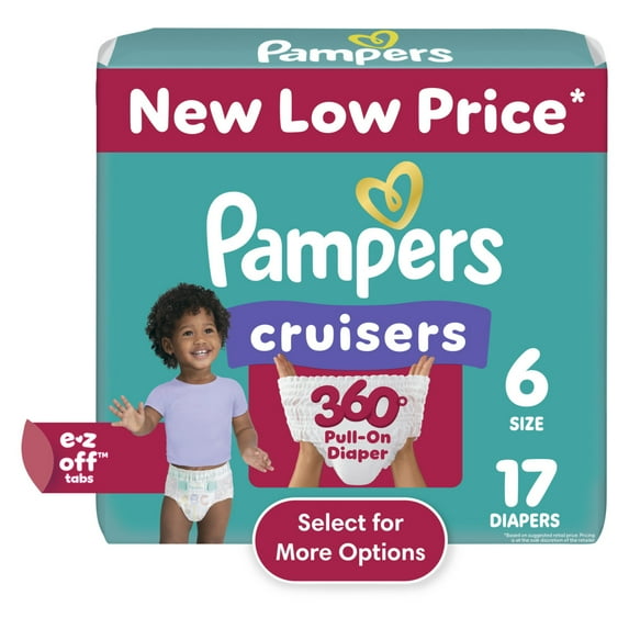 Pampers Cruisers 360 Baby Diapers Size 6, 17 Count (Select for More Options)