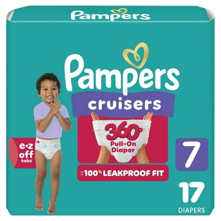 Pampers Cruisers 360 Pull-On Baby Diapers Size 7, (3 pack of 17 Count)
