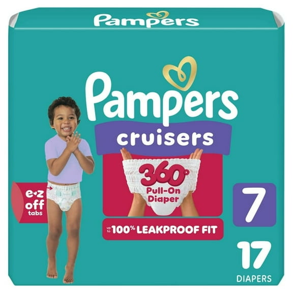 Pampers Cruisers 360 Pull-On Baby Diapers Size 7, (3 pack of 17 Count)