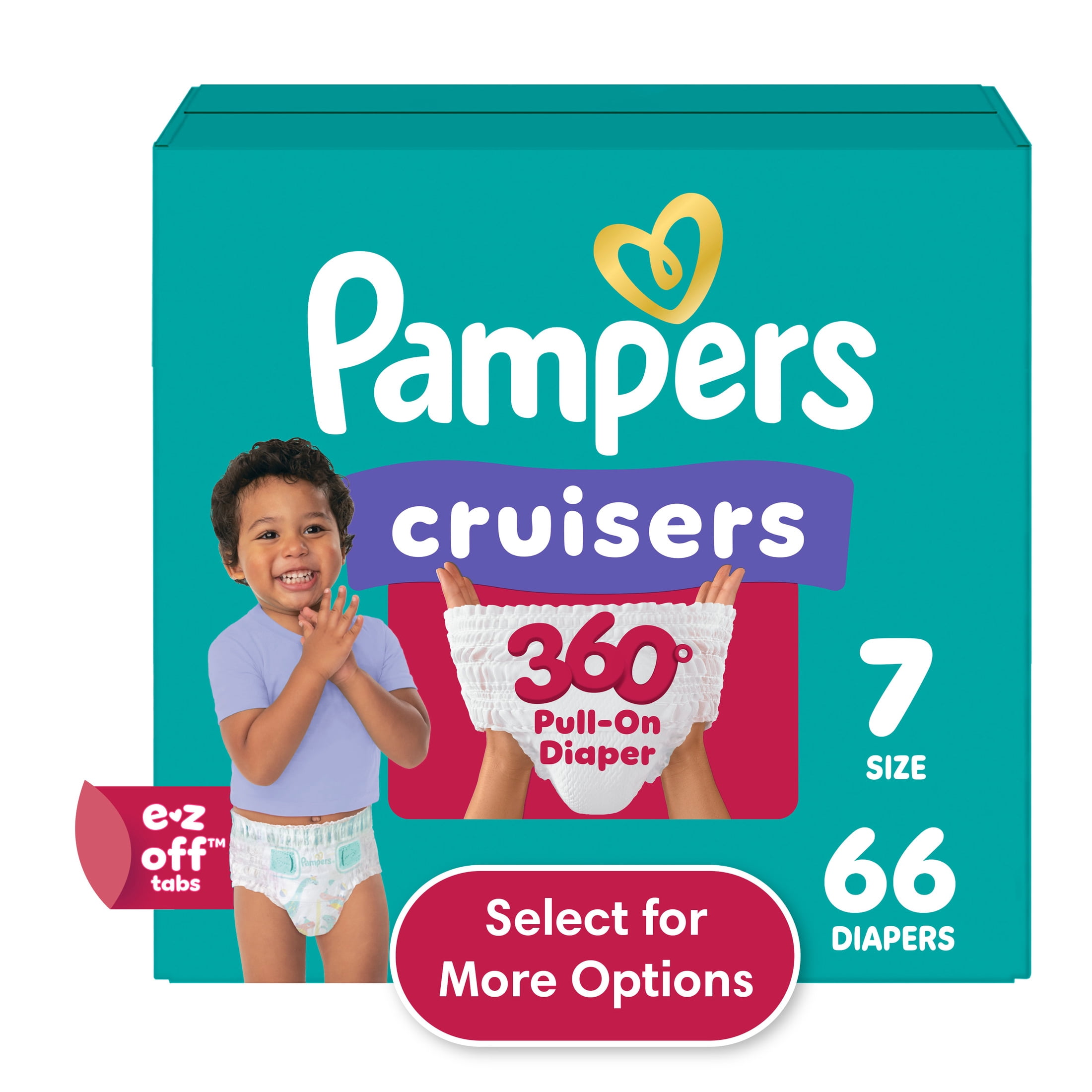 Pampers Cruisers 360 Baby Diapers Size 7, 66 Count (Select for