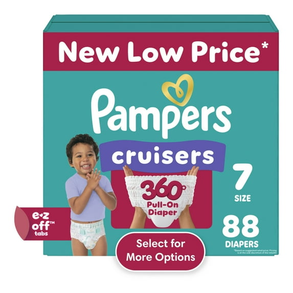 Pampers Cruisers 360 Baby Diapers Size 7, 88 Count (Select for More Options)