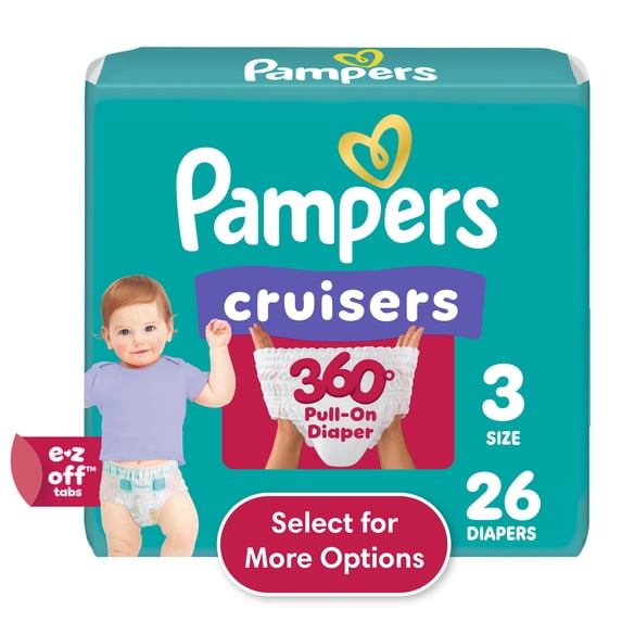 Pampers Cruisers 360 Baby Diapers Size 3, 26 Count (Select for More Options)