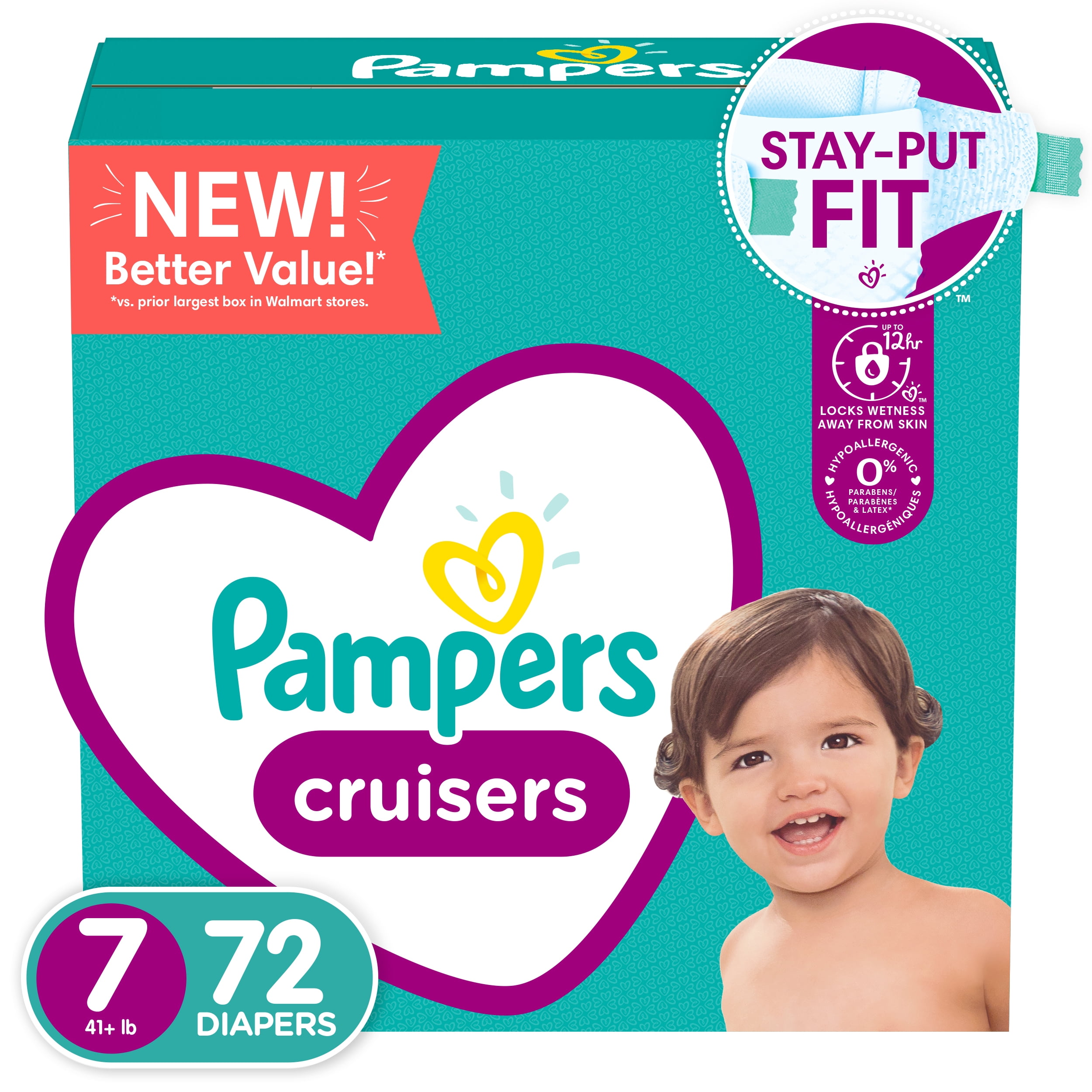 Pampers Cruisers Active Fit Taped Diapers, Size 7, 72 Count