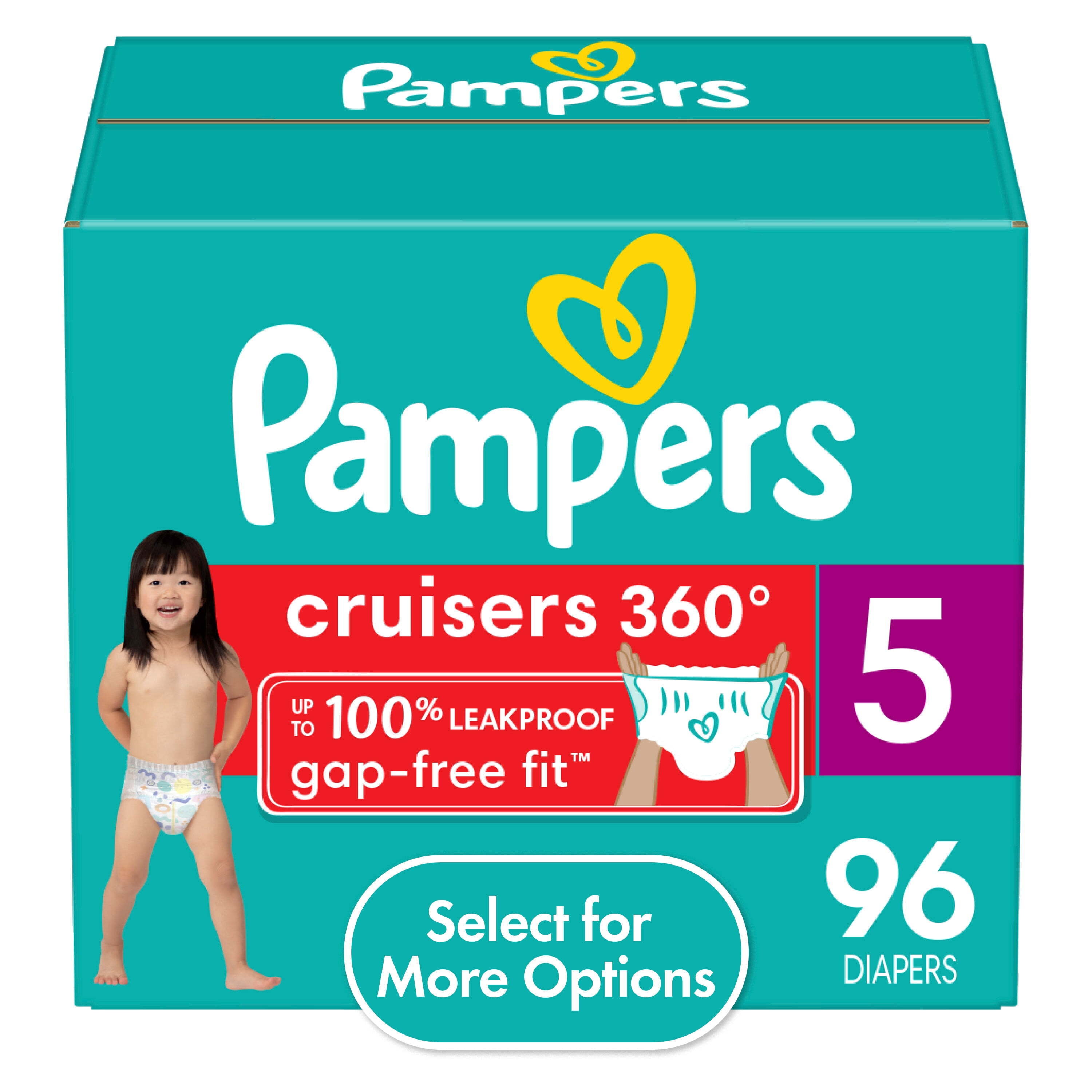 Diapers Size 5, 96 Count - Pampers Pull On Cruisers 360° Fit