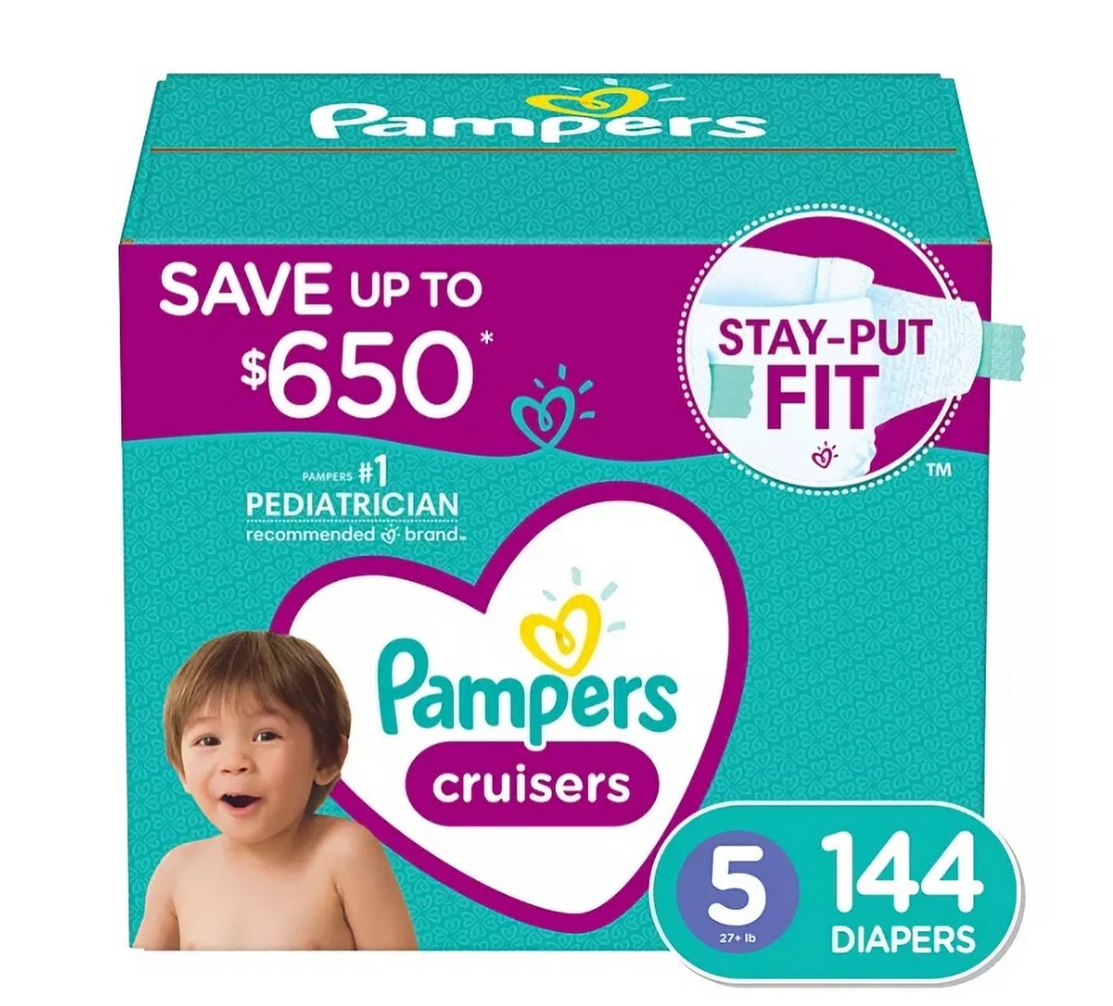 Pampers Cruisers Diapers - Size 5 (27+ Pounds), 144 Count