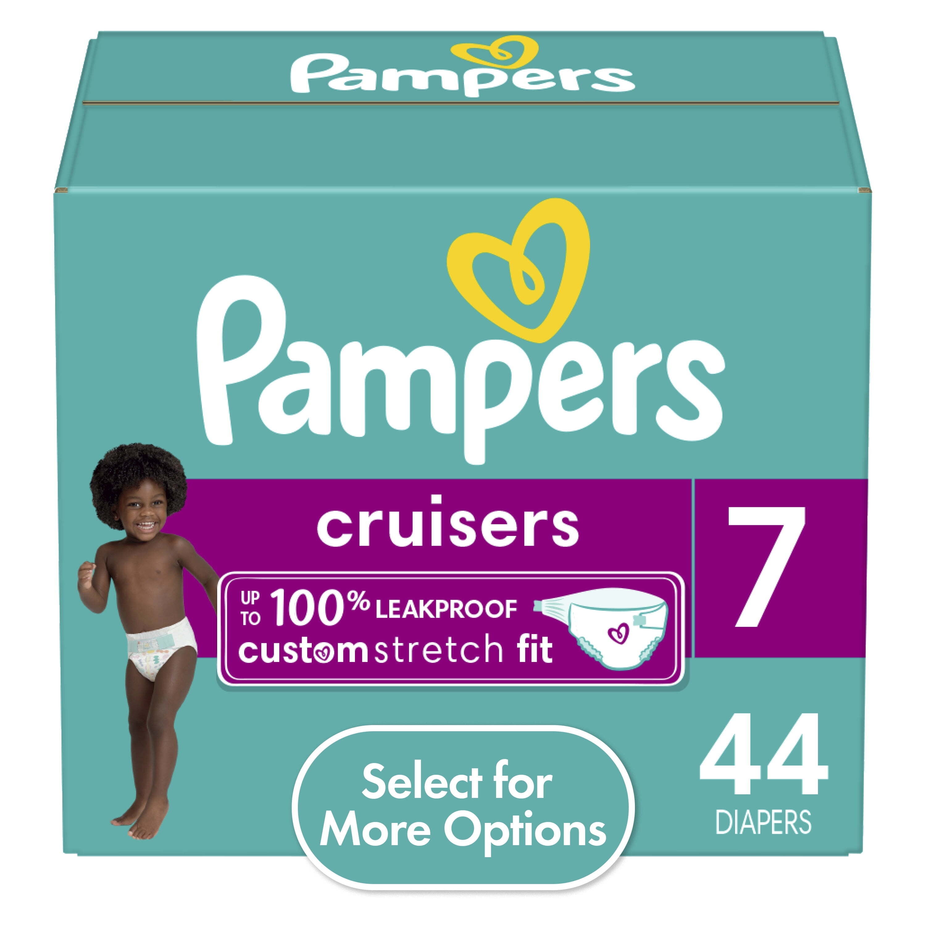 Pampers Cruisers Diapers, 7 (41+ lb), Super Pack - 44 diapers