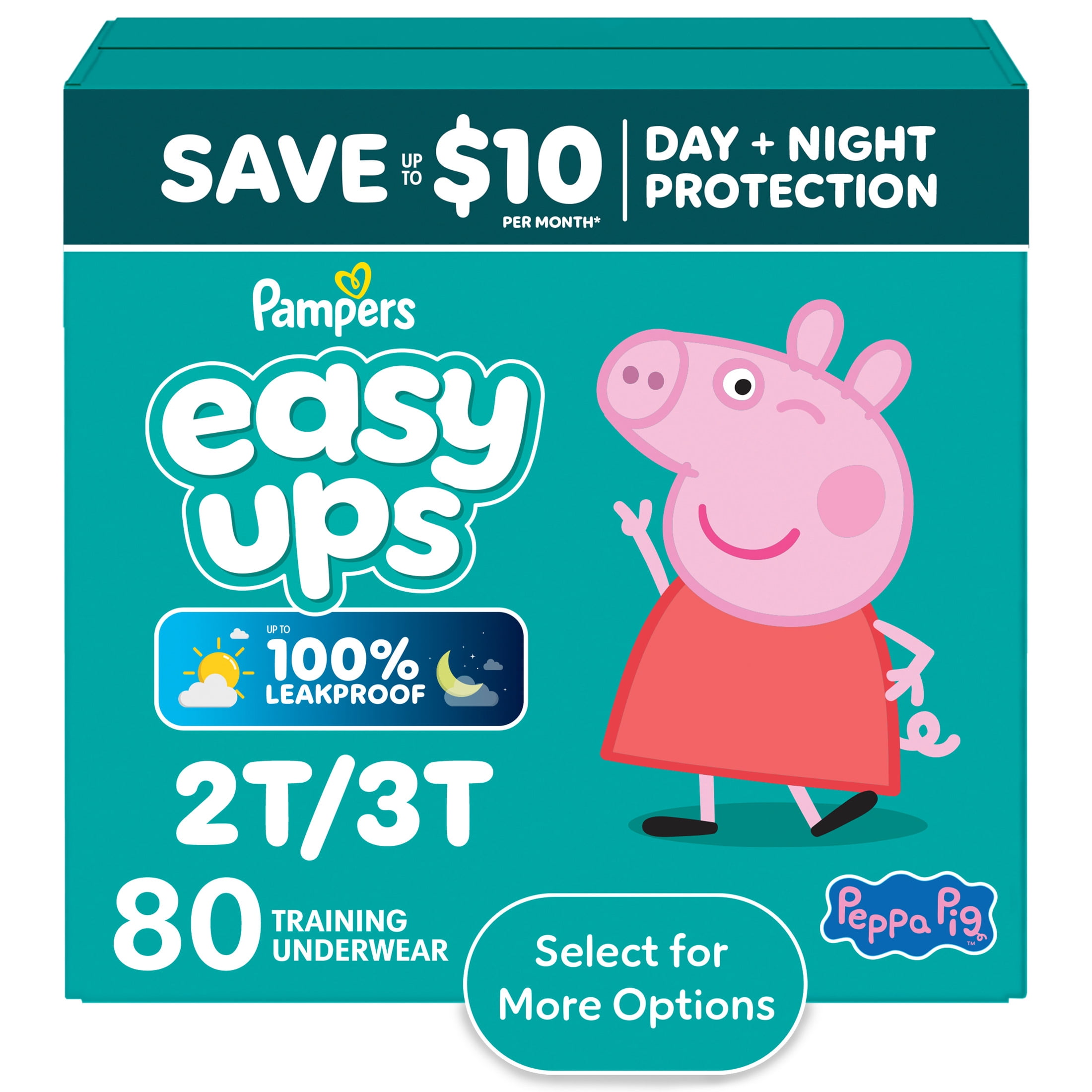 Pampers Easy Ups Training Pants Girls Size 4 (2T3T), 80 Count (Select for More Options)