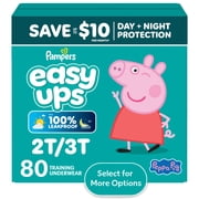 Pampers Easy Ups Training Pants Girls Size 4 2T3T, 80 Count Select for More Options
