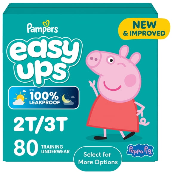 Pampers Easy Ups Girls Training Pants, Peppa Pig, Size 4 (2T-3T), 80 Ct