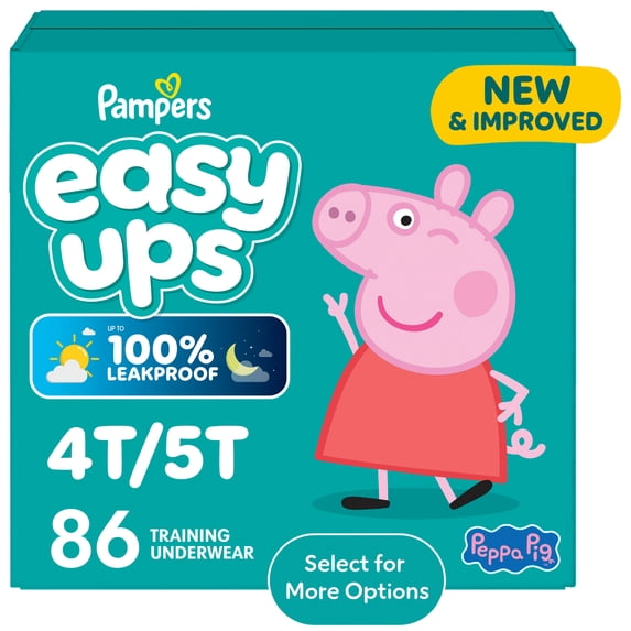 Pampers Easy Ups Peppa Potty Training Pants Girls Size 6 4T-5T, 86 Count (Select for More Options)