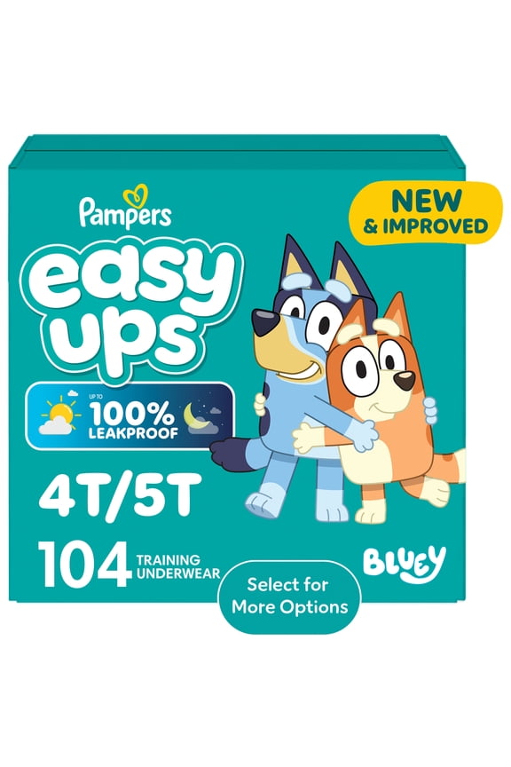 Easy Ups Bluey Potty Training Pants Boys Size 4T-5T, 104 Count (Select for More Options)