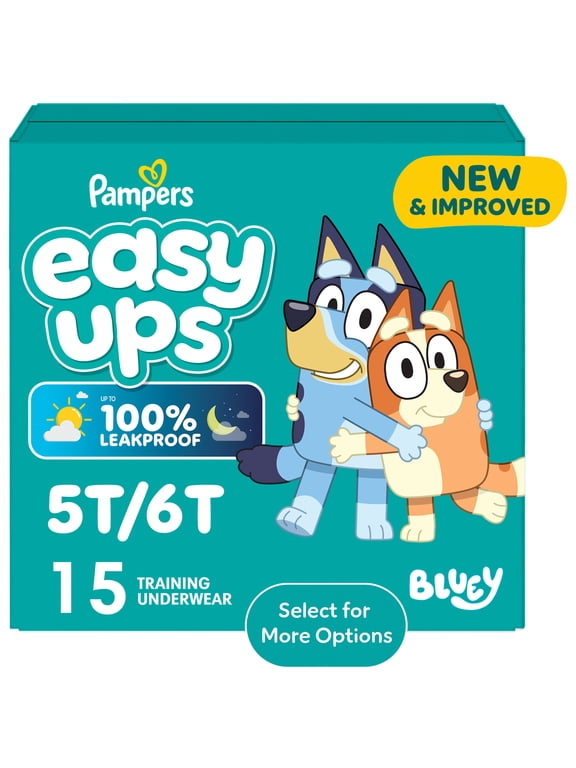 Easy Ups Bluey Potty Training Pants Boys Size 5T-6T, 15 Count (Select for More Options)