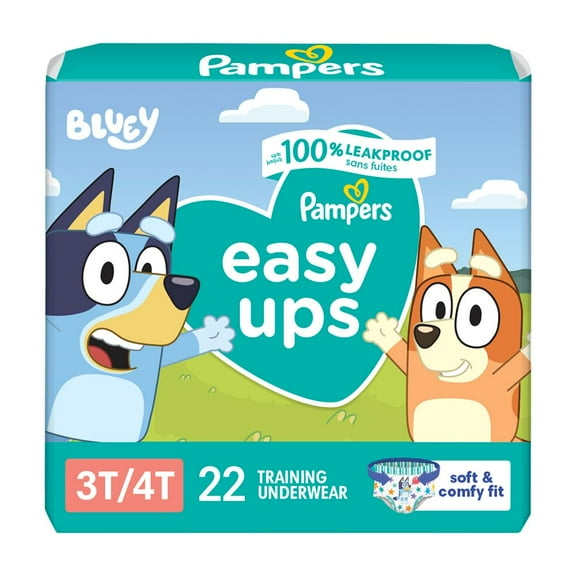 Pampers Easy Ups Boys & Girls Bluey Potty Training Pants - Size 3T-4T, 22 Count, Training Underwear (Packaging May Vary) C25