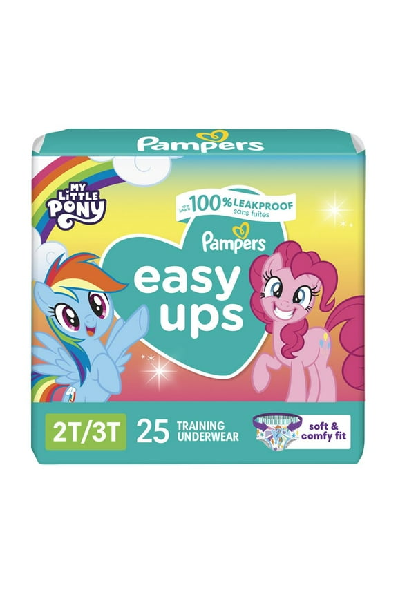 Easy Ups Girls & Boys Potty Training Pants - Size 2T-3T, 25 Count, My Little Pony Training Underwear (Packaging May Vary) C24