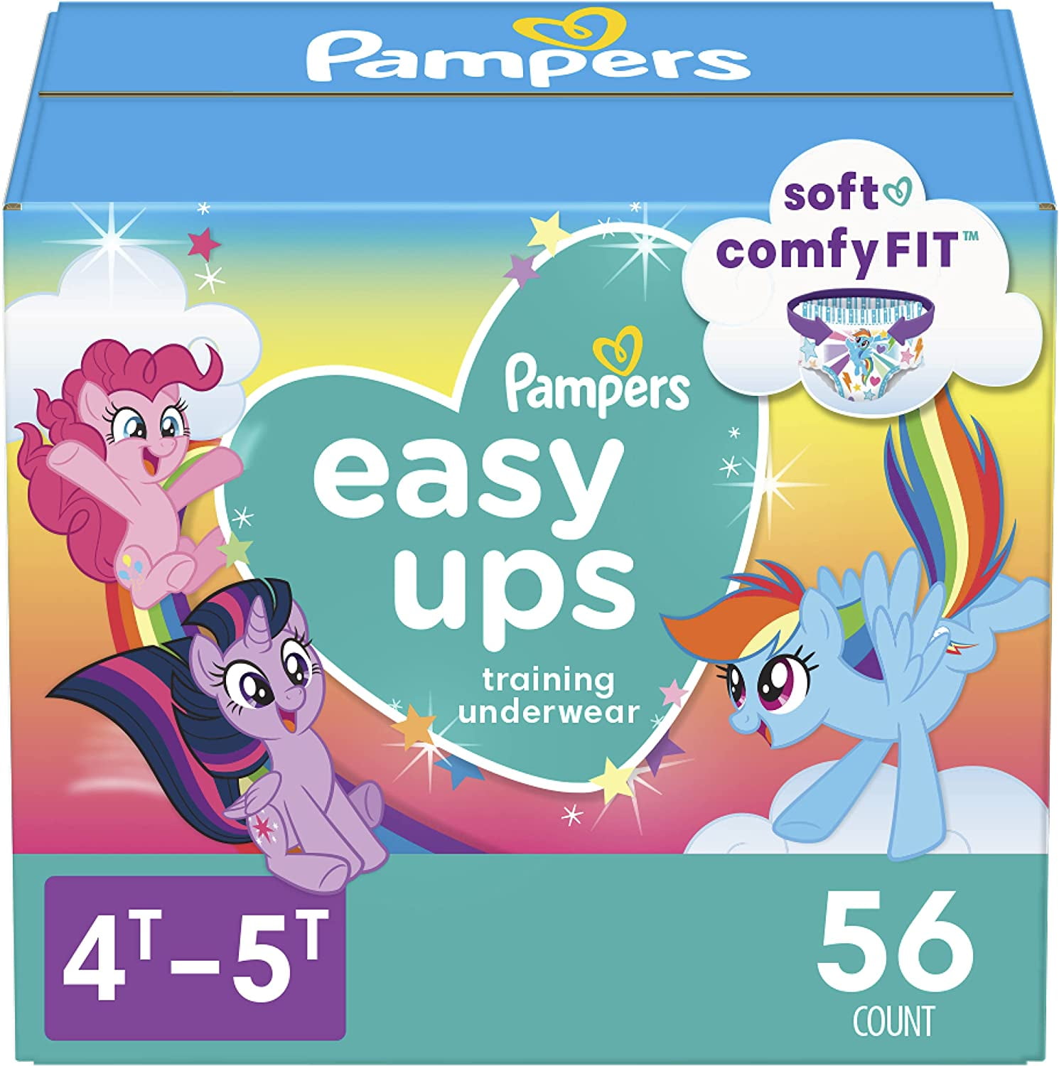 Pampers Easy Ups Training Pants Jumbo Pack Toddler Girls Size 4T-5T, 18 Ea