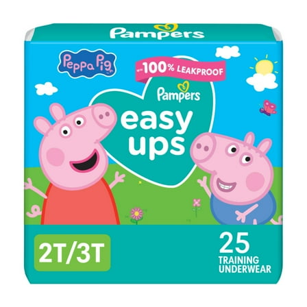 Pampers Easy Ups Peppa Potty Training Pants Girls Size 2T-3T, 25 Count (Select for More Options)