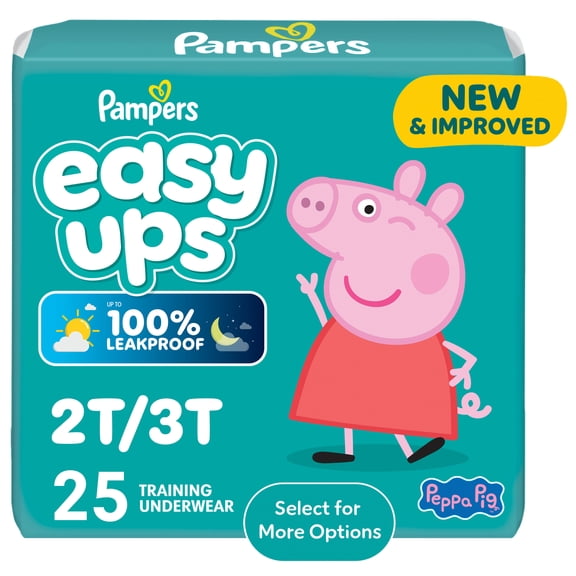 Pampers Easy Ups Peppa Potty Training Pants Girls Size 2T-3T, 25 Count (Select for More Options)