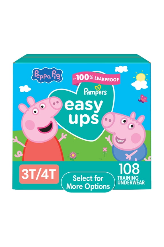 Easy Ups Peppa Potty Training Pants Girls Size 3T-4T, 108 Count (Select for More Options)