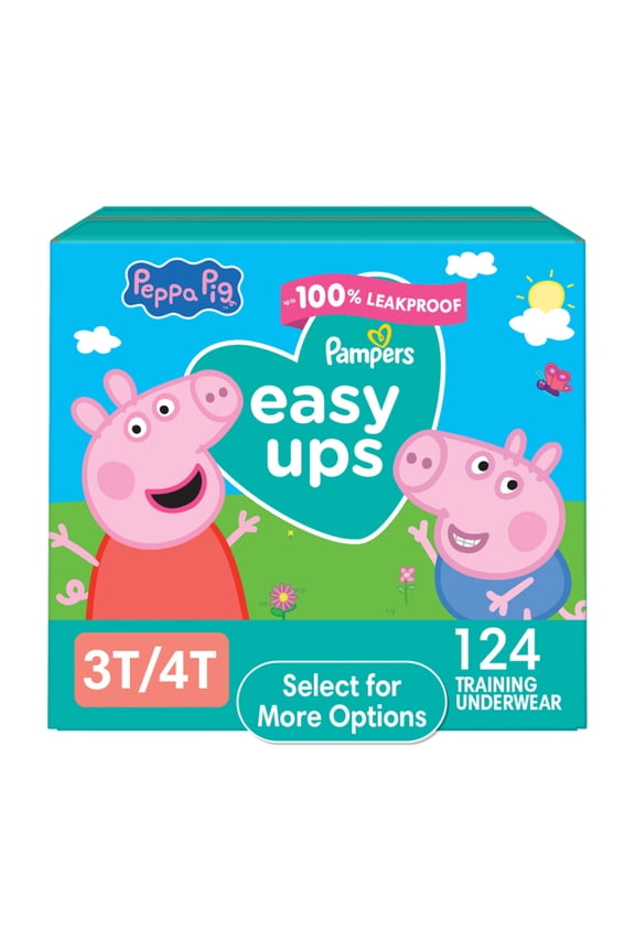 Easy Ups Peppa Potty Training Pants Girls Size 3T-4T, 124 Count (Select for More Options)
