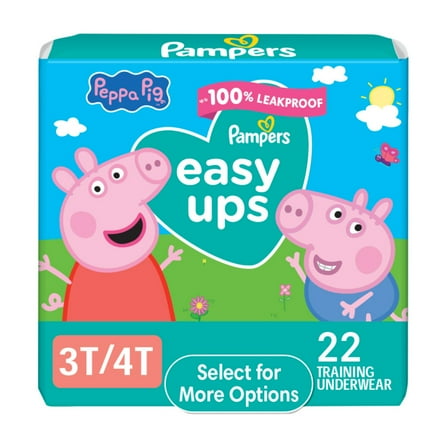 Pampers Easy Ups Peppa Potty Training Pants Girls Size 3T-4T, 22 Count (Select for More Options)