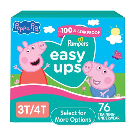 Pampers Easy Ups Peppa Potty Training Pants Girls Size 3T-4T, 76 Count (Select for More Options)