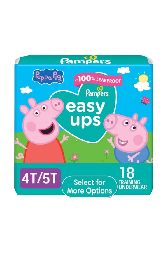 Easy Ups Peppa Potty Training Pants Girls Size 4T-5T, 18 Count (Select for More Options)