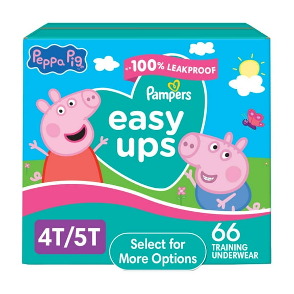 Pampers Easy Ups Peppa Potty Training Pants Girls Size 4T-5T, 66 Count (Select for More Options)