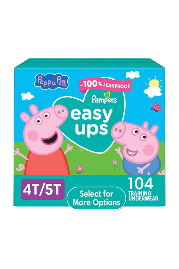 Easy Ups Peppa Potty Training Pants Girls Size 4T-5T, 104 Count (Select for More Options)