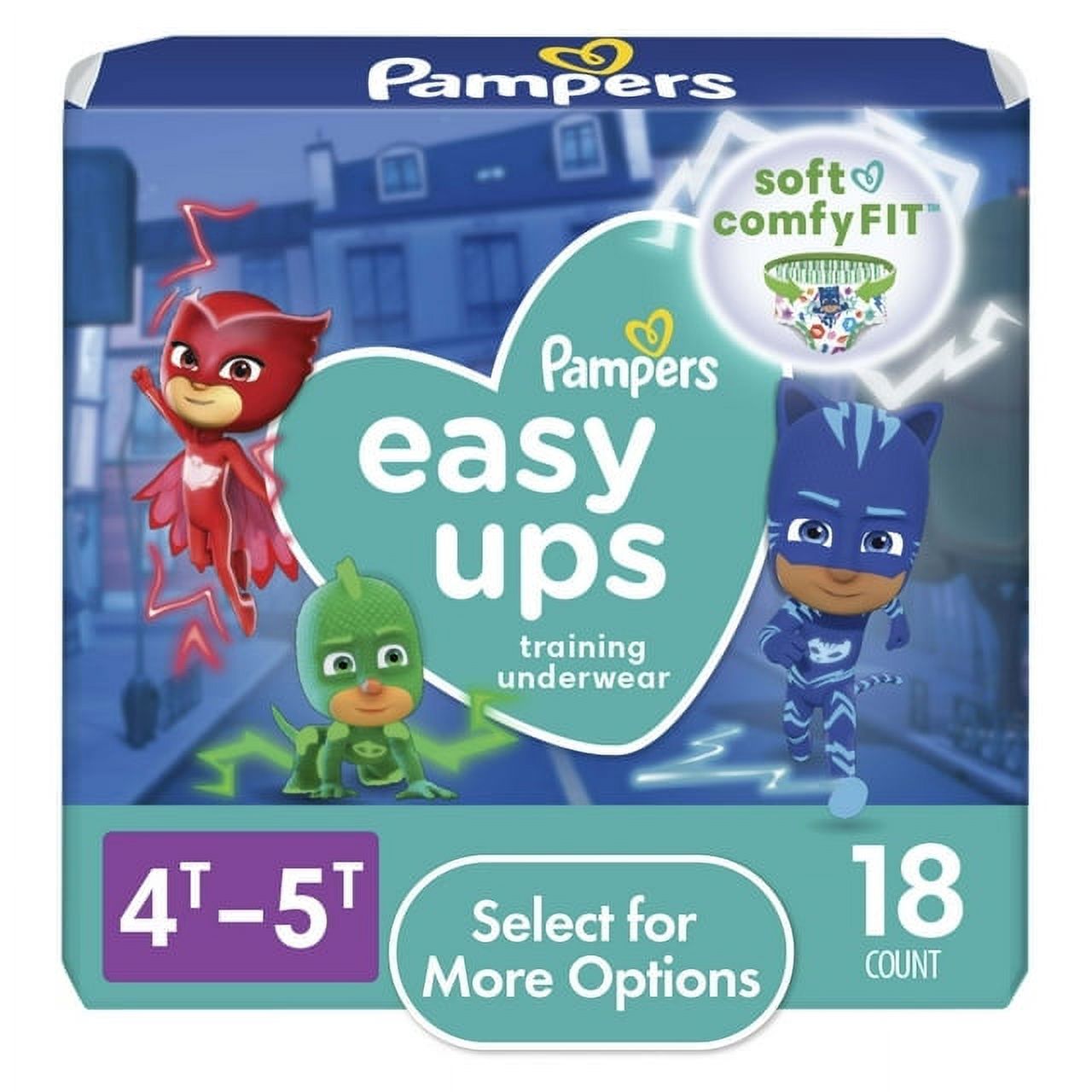 Pampers Easy Ups PJ Masks Training Pants Toddler Boys Size 4T-5T, 18 Ea..