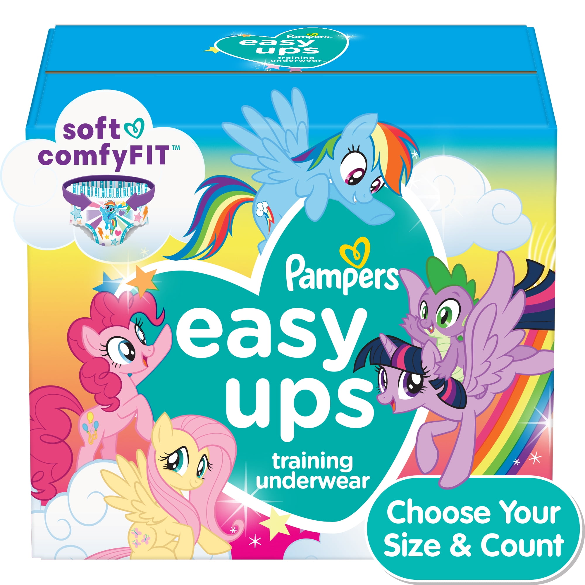 Pampers Easy Ups Training Pants, Girls, Size 4 2T-3T, 132 ct